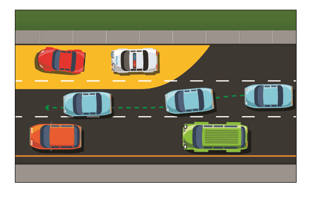 POLICE:  Respect the safety corridor or it will result in high fines & demerit points.