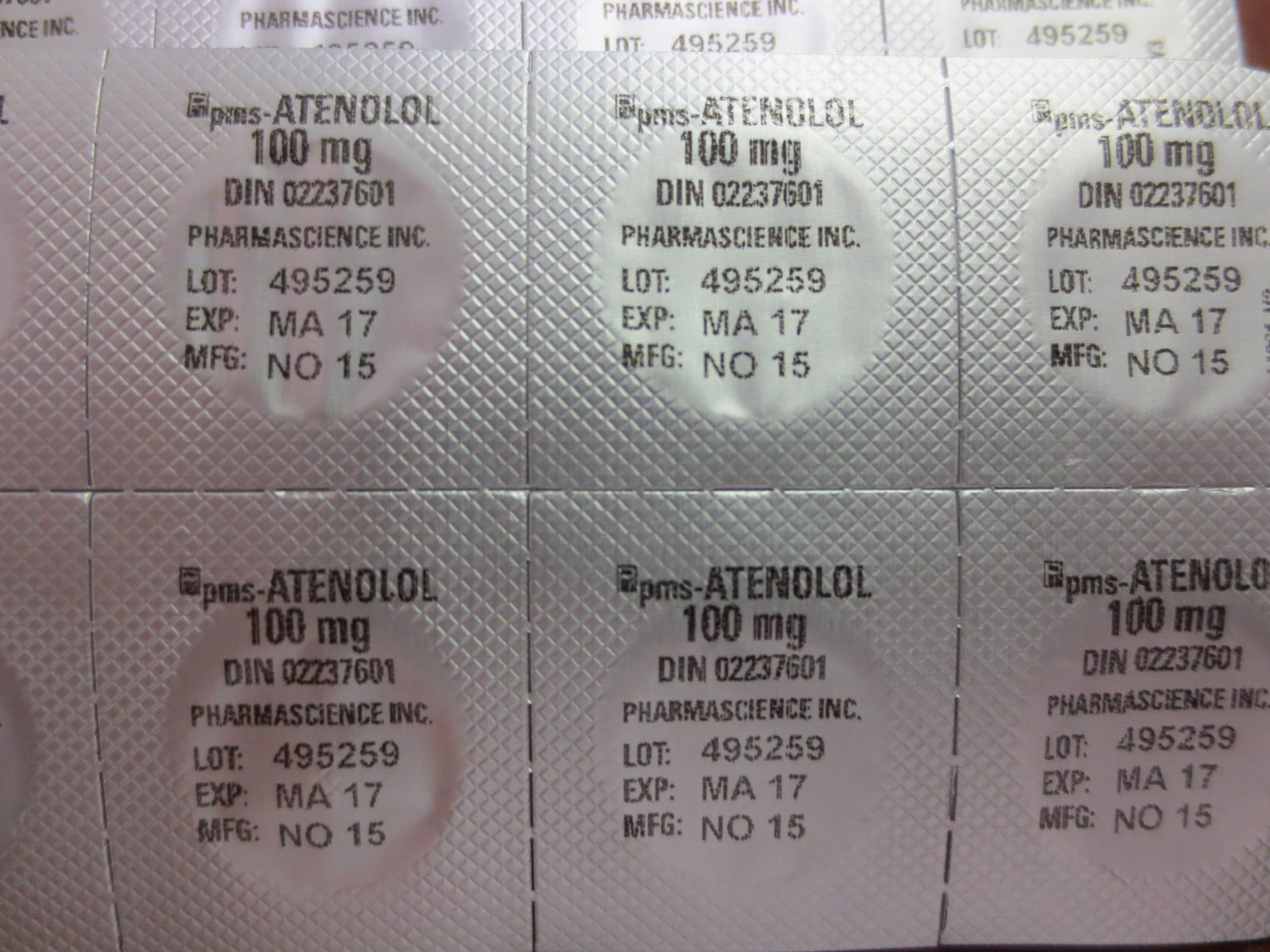 Pharmascience Inc. voluntarily recalls one lot of pms-Atenolol 100mg due to a labelling error