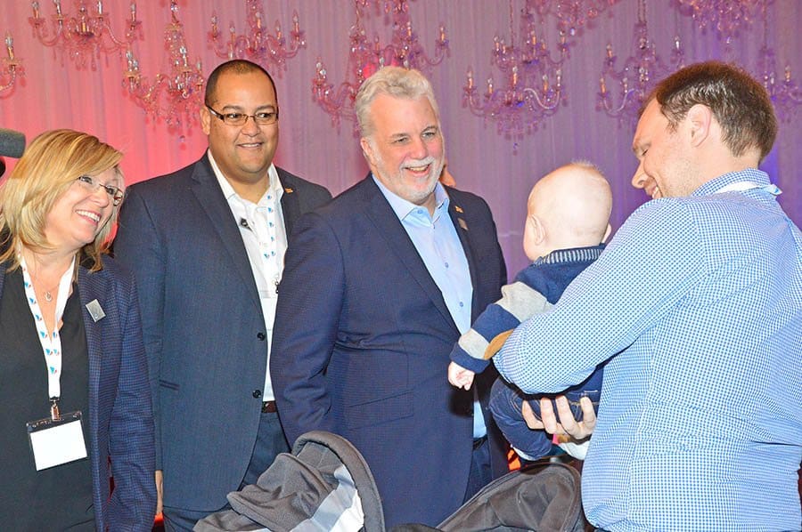 Mille-Îles MNA Francine Charbonneau, Laval-des-Rapides MNA Saul Polo and Premier Philippe Couillard