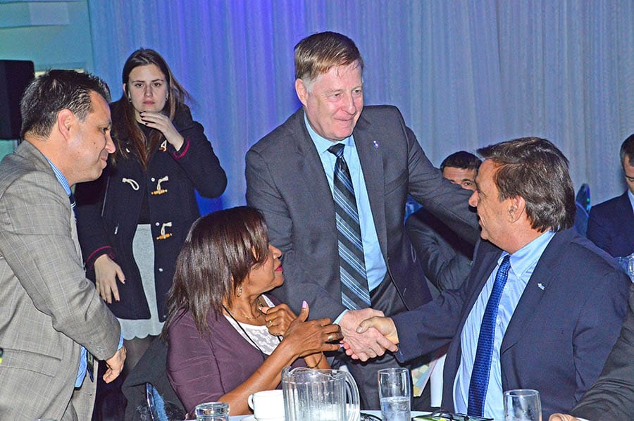 Laval mayor Marc Demers, STL board member Michel Reeves,, STL president David De Cotis