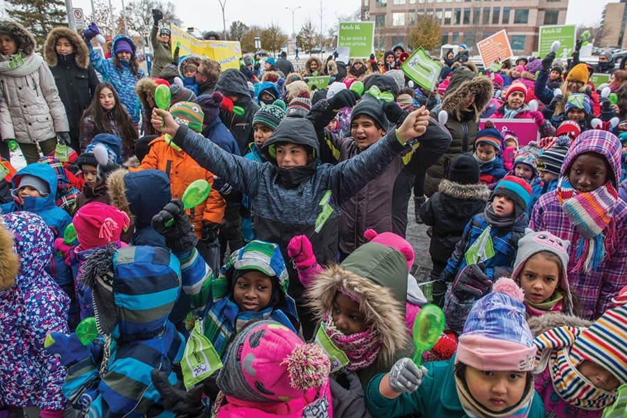 Around 1,000 children gathered outside city hall for Nov. 20 event