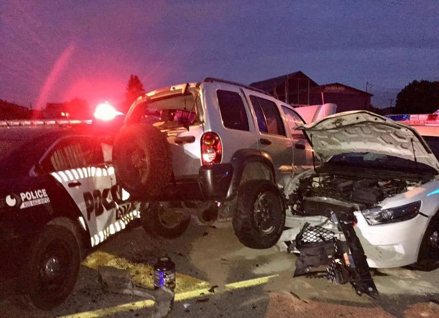 LPD vehicles damaged during car chase in Vimont