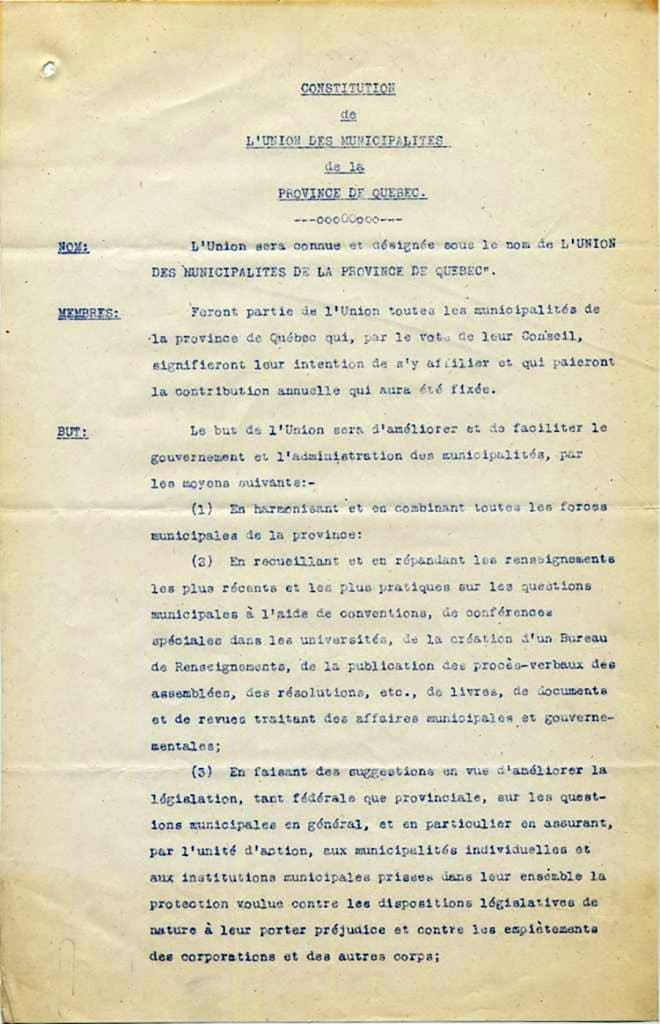 Quebec Union of Municipalities turned 100 last year