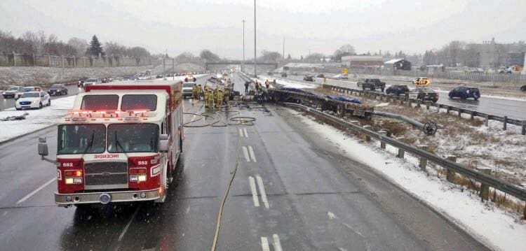 Slow-going on A-15 near Cartier Sunday afternoon, after major truck spill