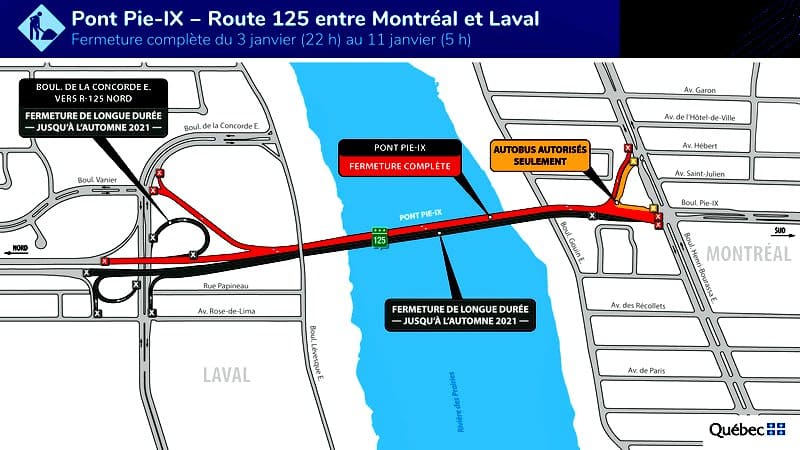 Pie-IX Bridge to shut from Jan. 3-11 for steel work