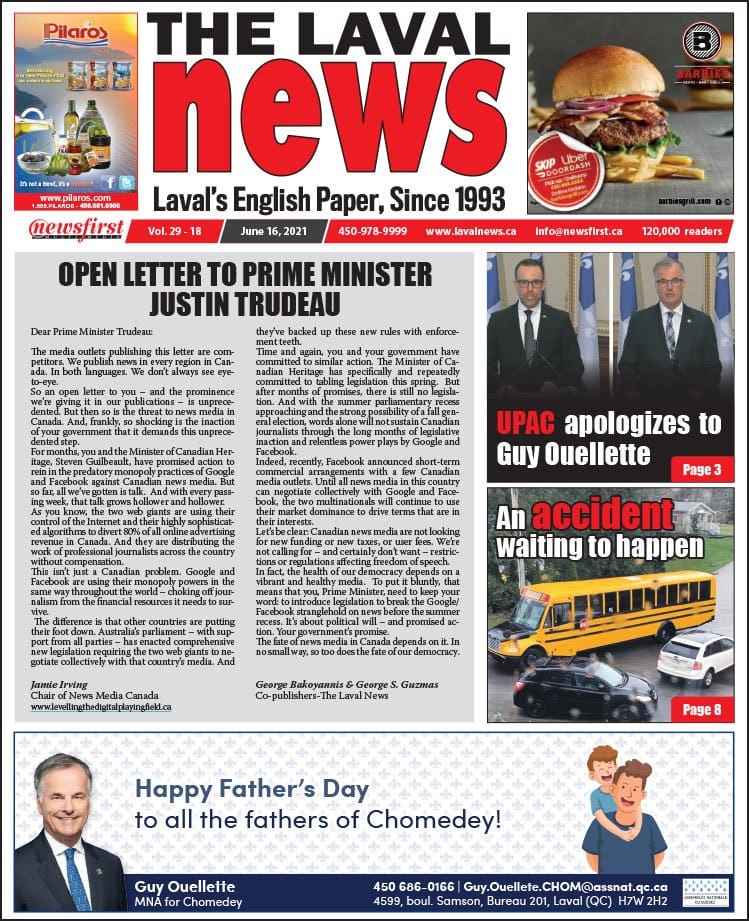Front page of the Laval News.