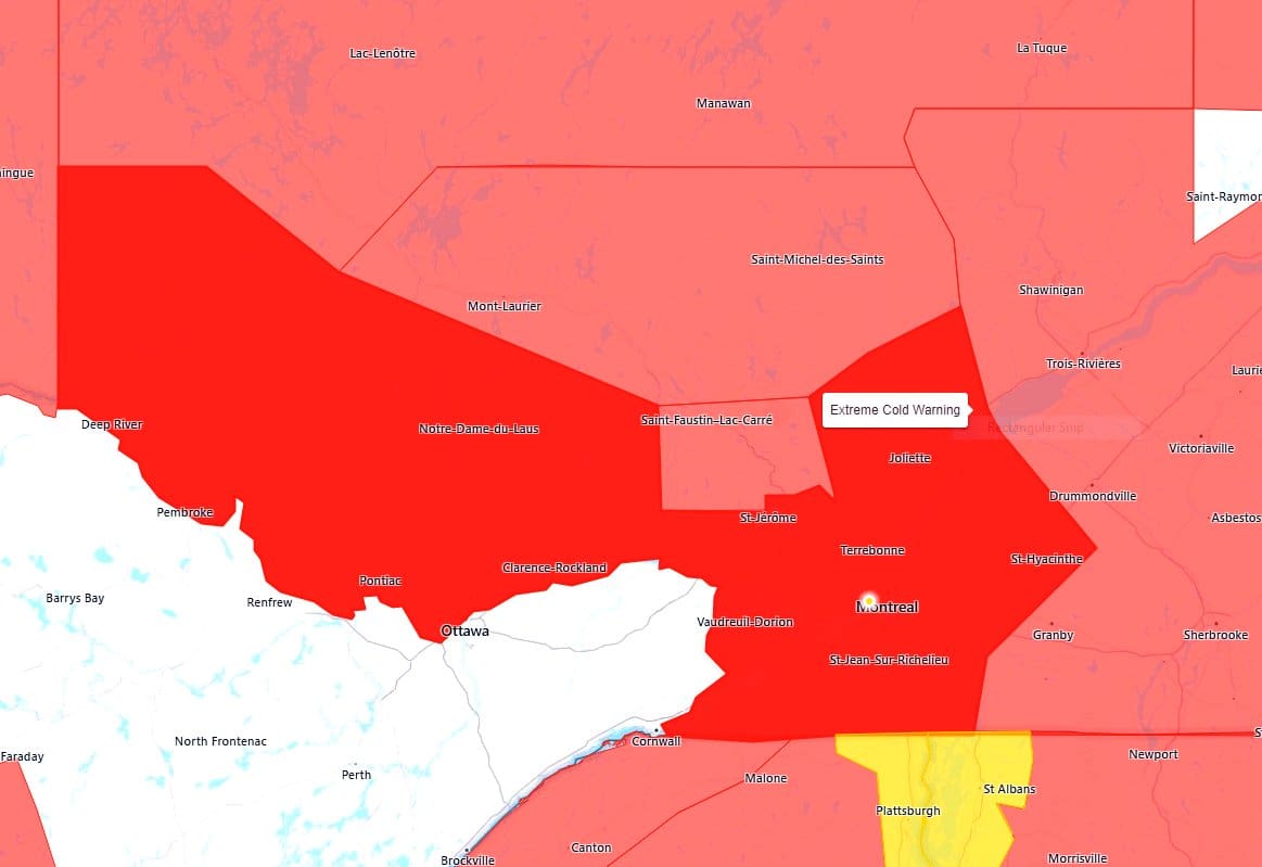 Cold warning issued for Laval, Montreal, surrounding areas