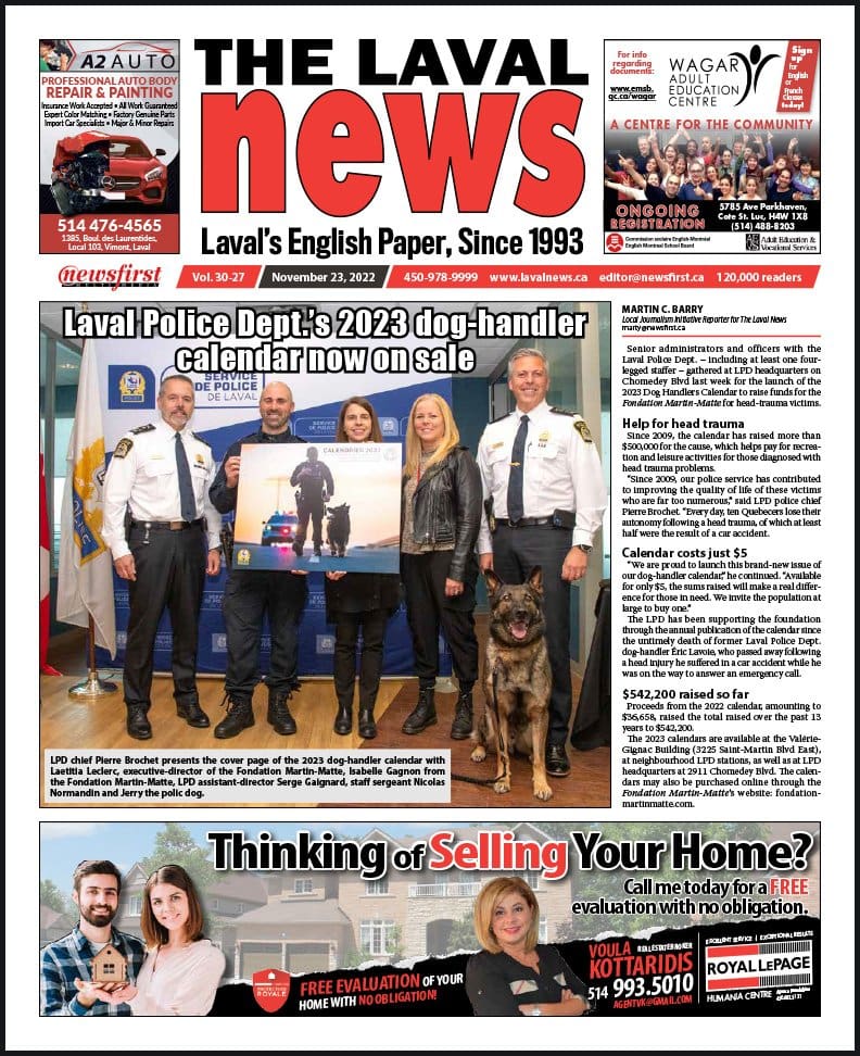 Front page of the Laval News.