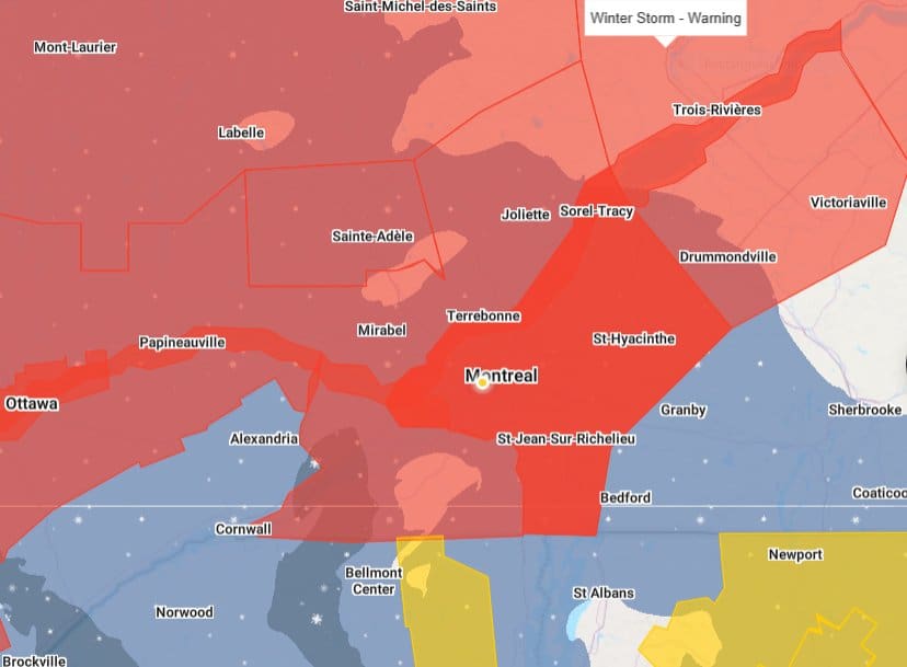 Environment Canada issues winter storm warning