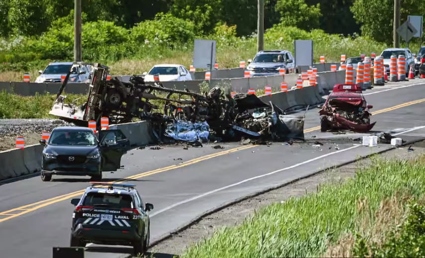 Three dead following horrific truck/car collision on Route 335 in Laval