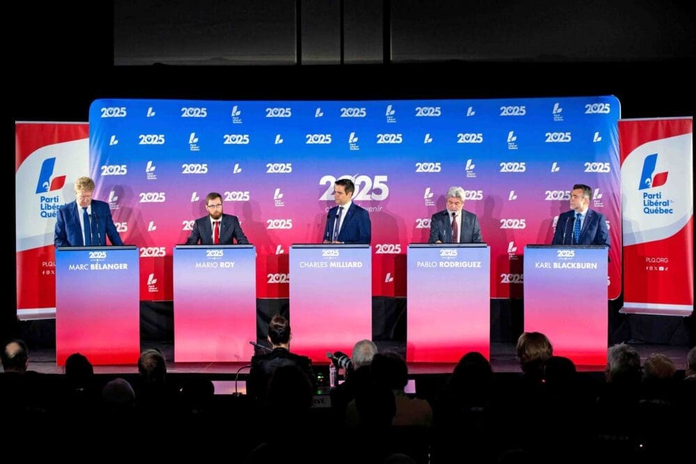 Front-running Quebec Liberal leadership hopeful Pablo Rodriguez fends off debate attacks